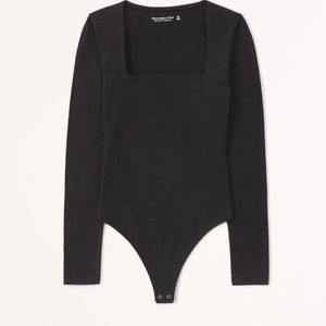 Abercrombie Long-Sleeve Cotton Seamless Fabric Squareneck Bodysuit
